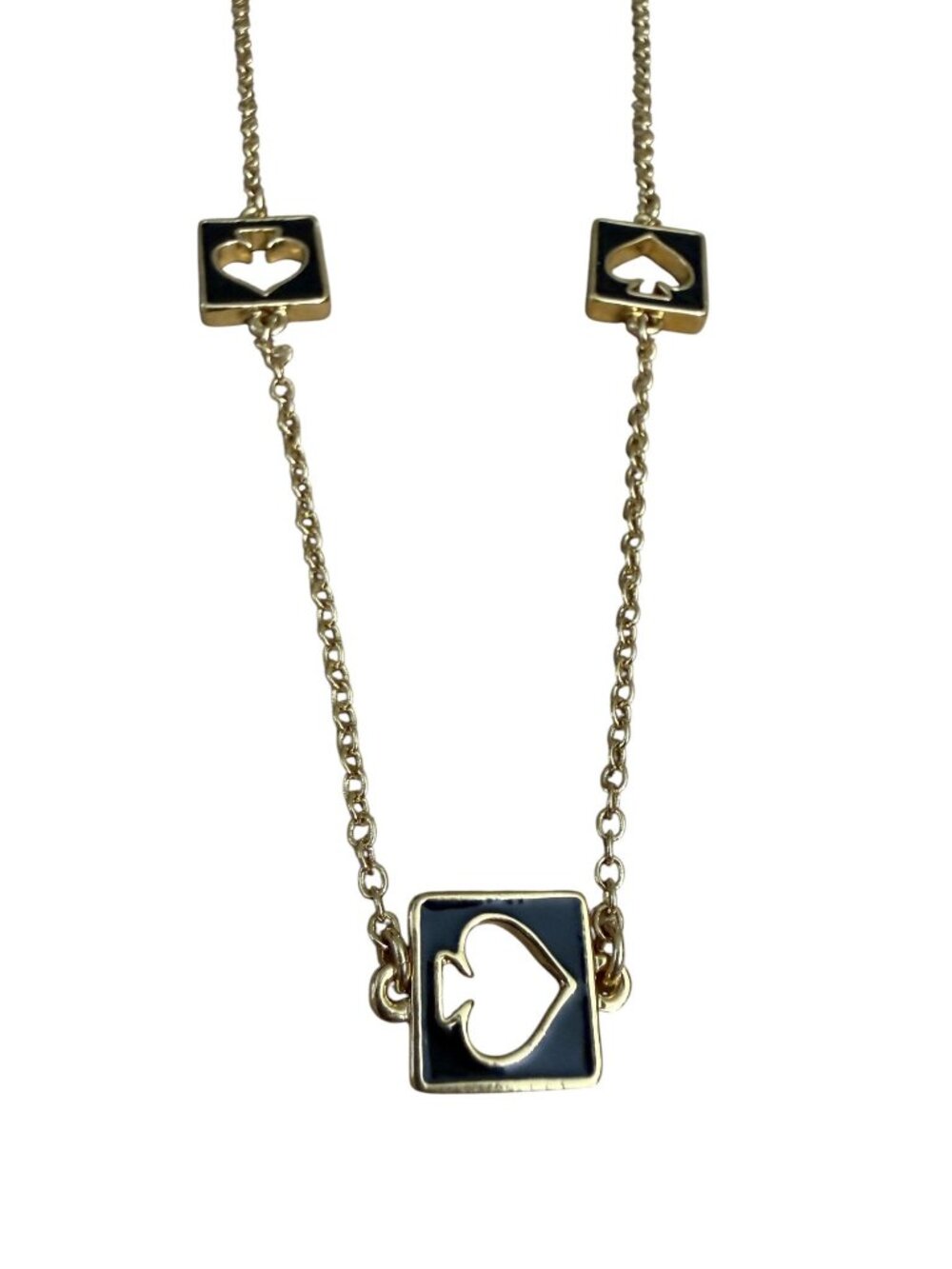 NWT Kate Spade Holepunch Spade Necklace Gold Black 32" Long - Picture 5 of 10